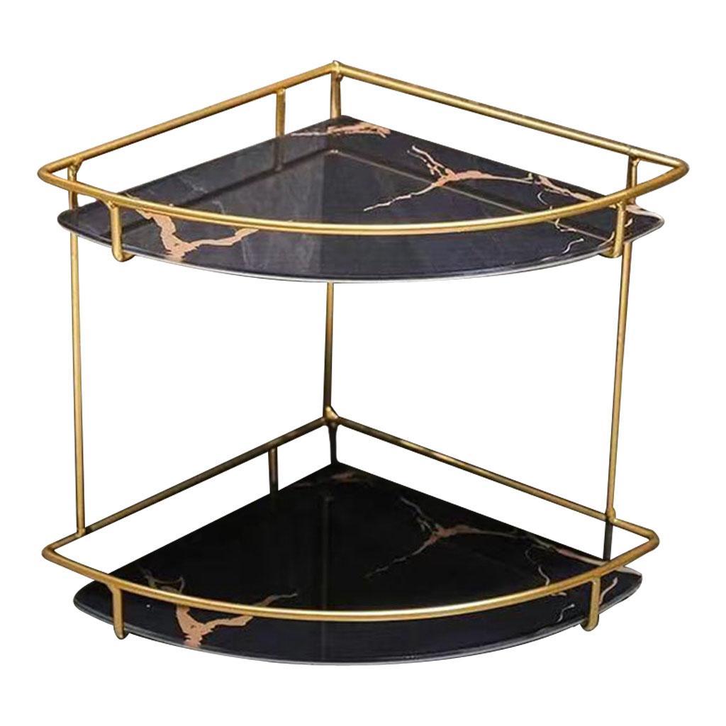 Storage Rack Save Space Cosmetic Bathroom Table Black Double Layer