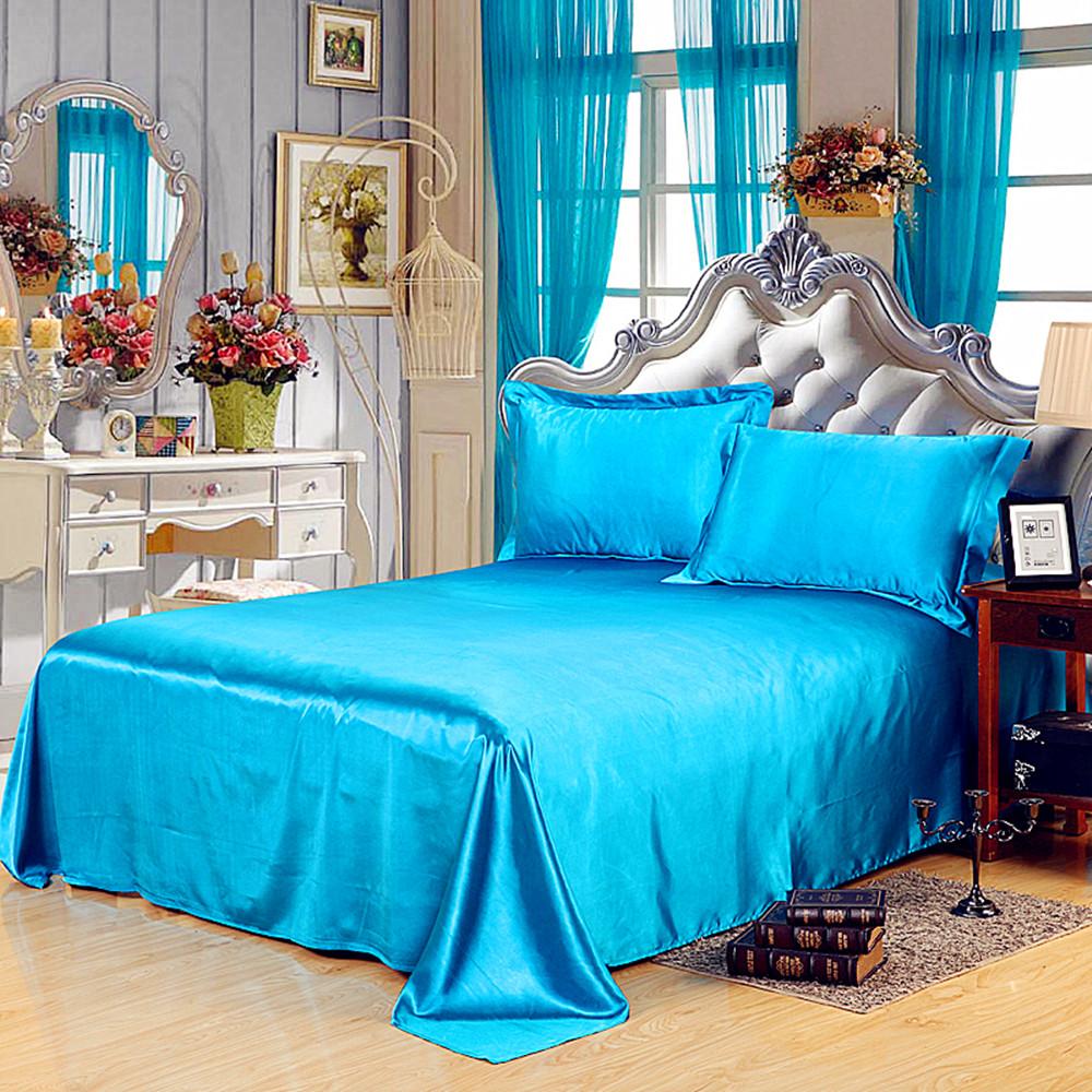 20 Màu Bộ Chăn Ga Gối Gấm Lụa Satin Cao Cấp Bọc Nệm King Size Satin Bedsheet Mềm Trang Bị Giường Dệt Cho Gia Đình