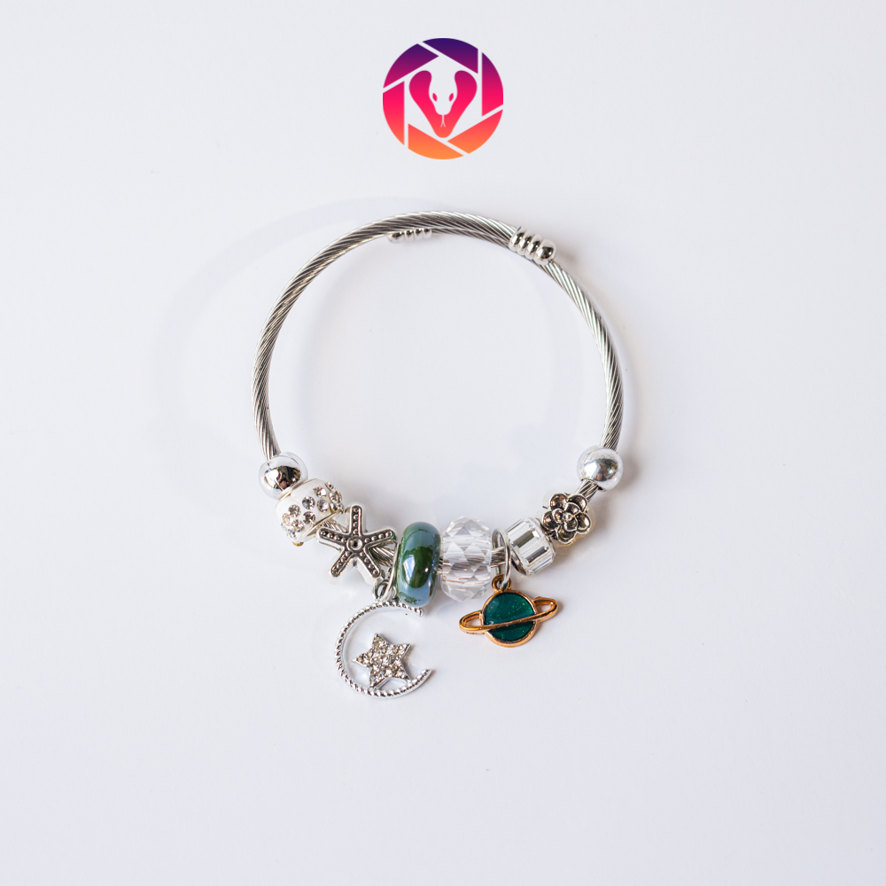 Vòng tay kết hạt phong cách Hàn Quốc, thời trang cá tính, hạt charm đính đá
