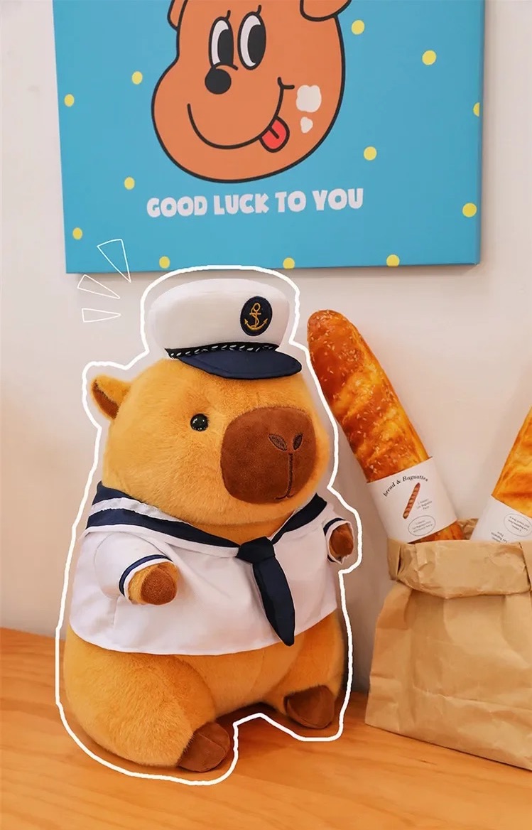 Thú nhồi bông capybara hải quân - Size từ 25 đến 45cm - Quà tặng gấu bông chuột lang thuỷ thủ đáng yêu - Gối ôm mềm mịn cho bé