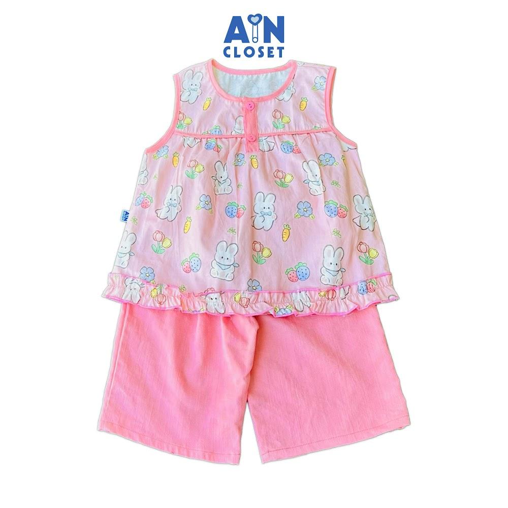 Bộ quần áo Lửng bé gái họa tiết Thỏ Hồng Cotton - AICDBGC2YZ1H - AIN Closet