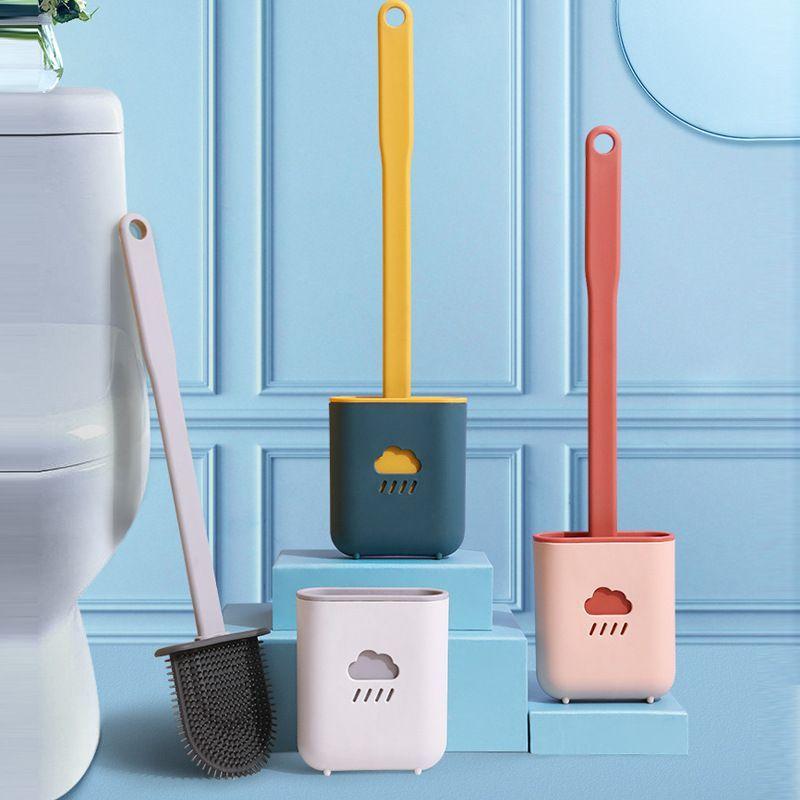 Chổi Cọ Vệ Sinh Toilet Bồn Cầu Bằng Silicon Tiện Lợi Có Giá Đựng