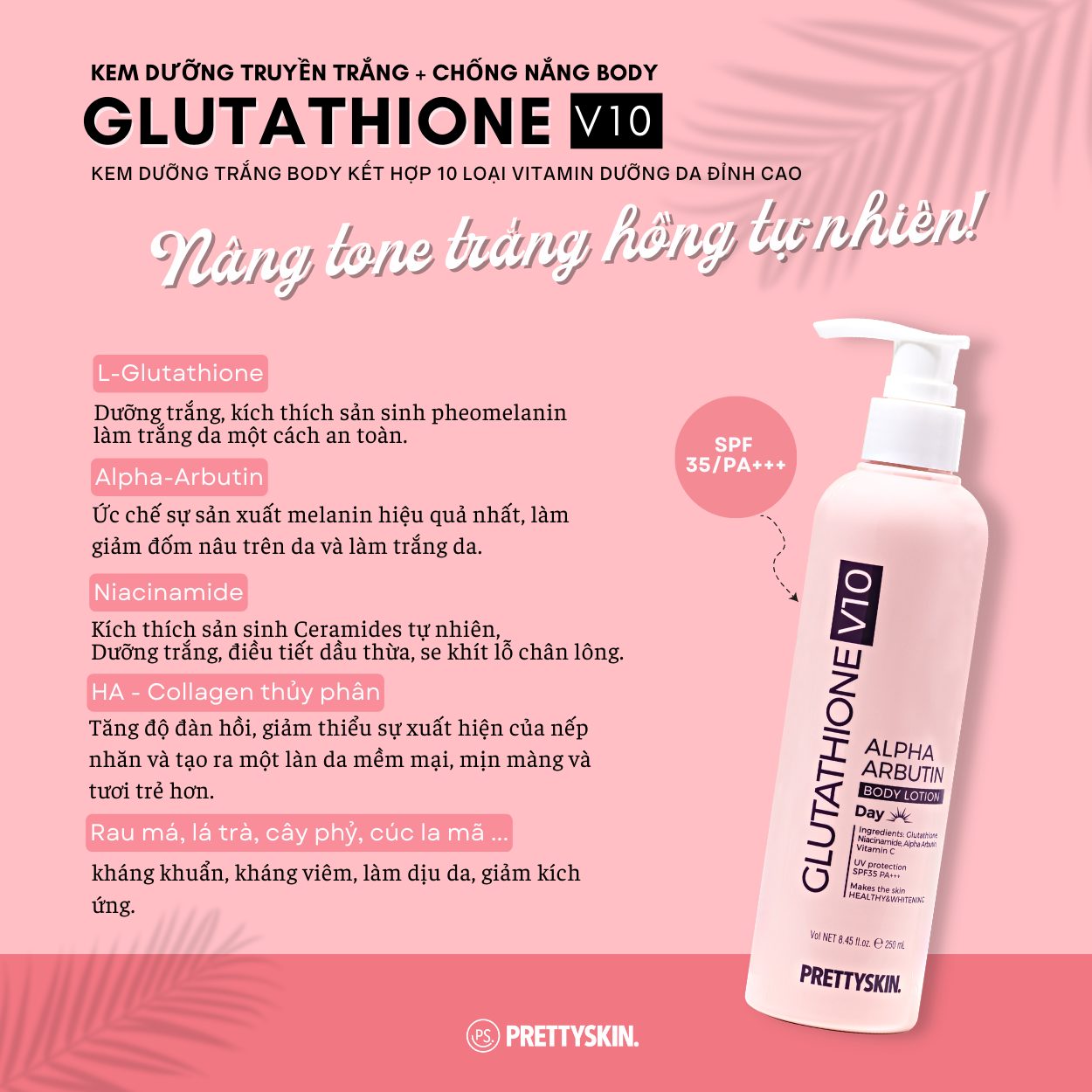 Kem Dưỡng Thể Ban Đêm Tái Tạo, Phục Hồi Làn Da Body Treatment Pretty Skin Retinol B5 Alpha Arbutin Body Lotion 250ml