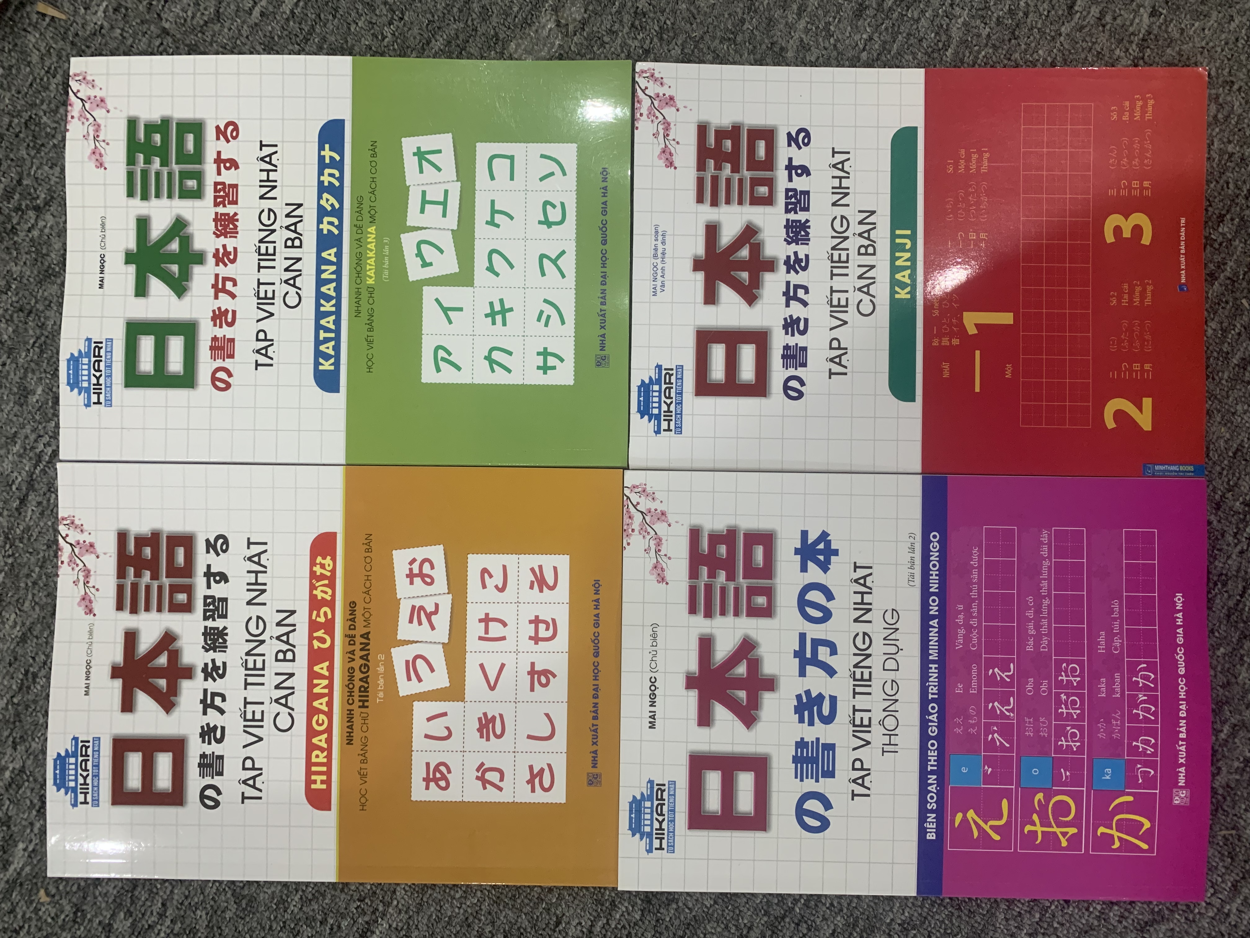 Sách - Combo Tập Viết Tiếng Nhật Thông Dụng - Tập Viết Tiếng Nhật Căn Bản Hiragana Katakana Kanji Trọn Bộ 4 Cuốn