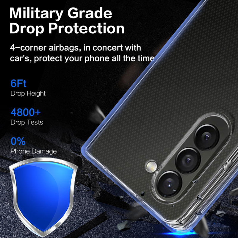 Ốp lưng chống sốc trong suốt cho Samsung Galaxy Z Fold 5 hiệu Likgus Crashproof giúp chống chịu mọi va đập - hàng nhập khẩu