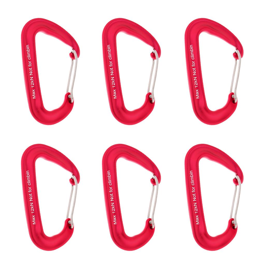 6 Pieces 2600lbs Aluminium Wire Gate Spring Clip Carabiners - Heavy Duty & Lightweight - for Hammock Camping Hiking Outdoor Backpacking