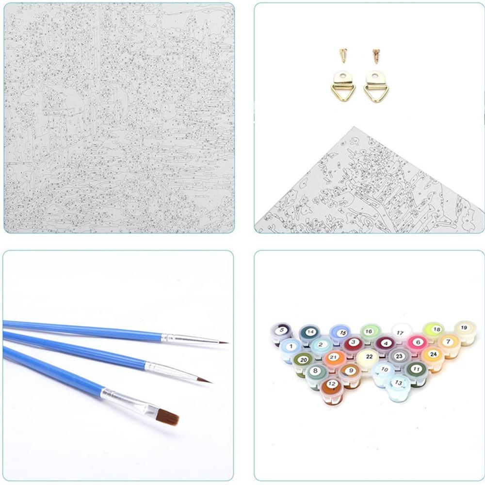 2 Set Oil Painting Paint by Number Kits for Kids Adults - Cats and Landscape