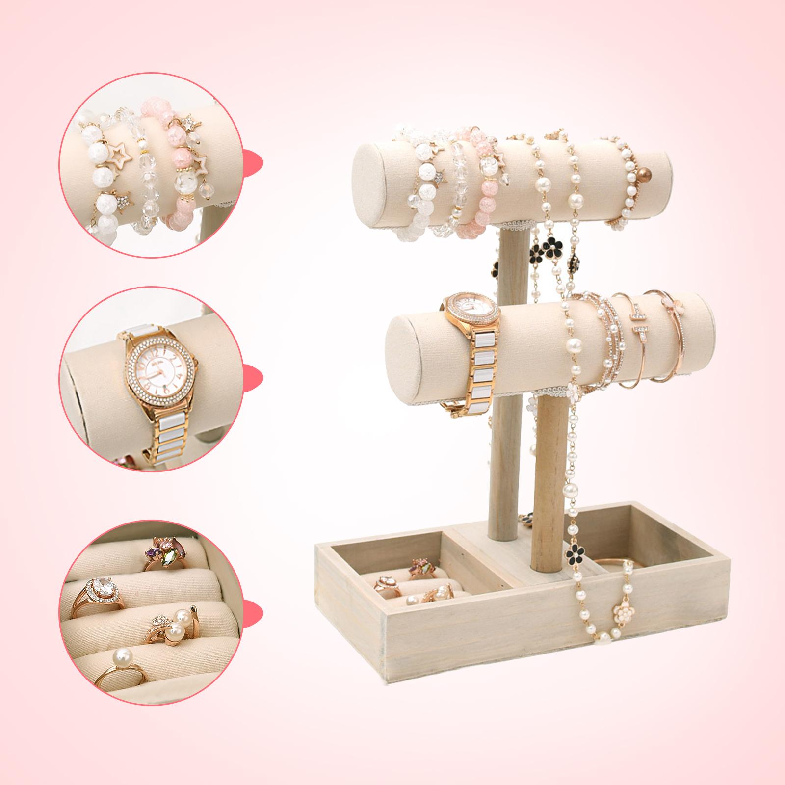 2 Tier T-Bar Bracelet Jewelry Stand Display With Basic Jewelry Holder Tay