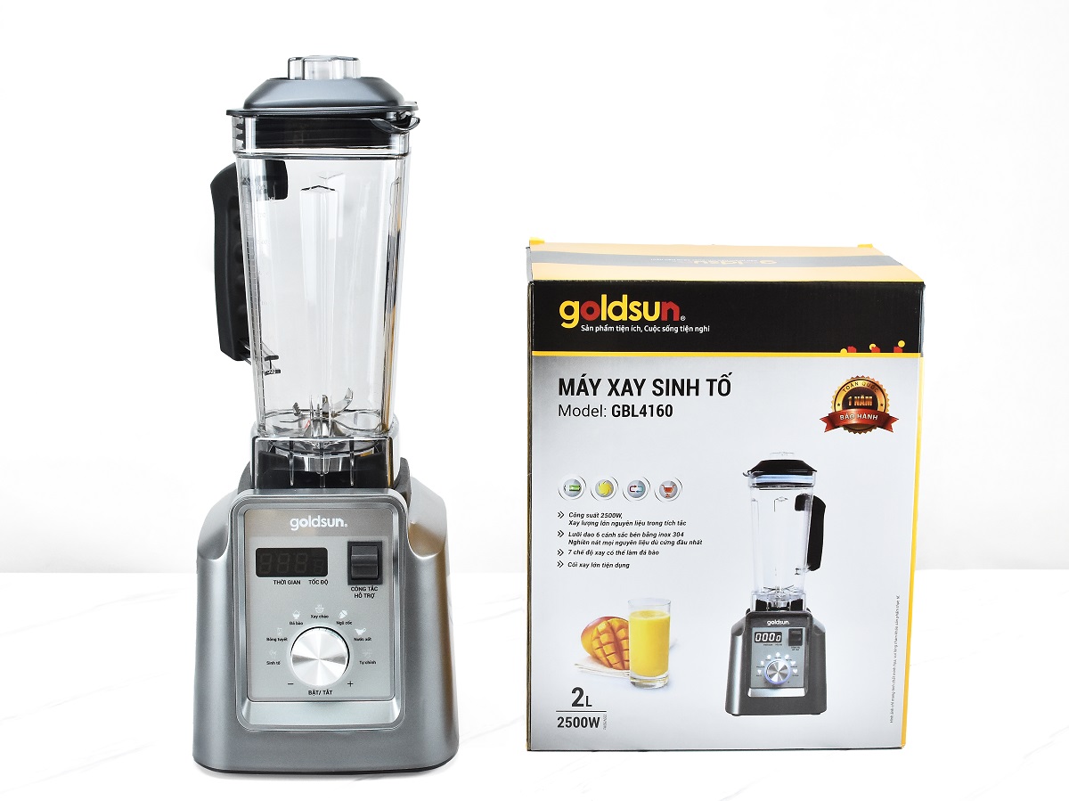 Máy Xay Sinh Tố Công Suất Cao GOLDSUN GBL4160 Thiết Kế Sang Trọng 7 Cấp Độ Xay Dung Tích 2L Công Suất 2500 W - Hàng Chính Hãng