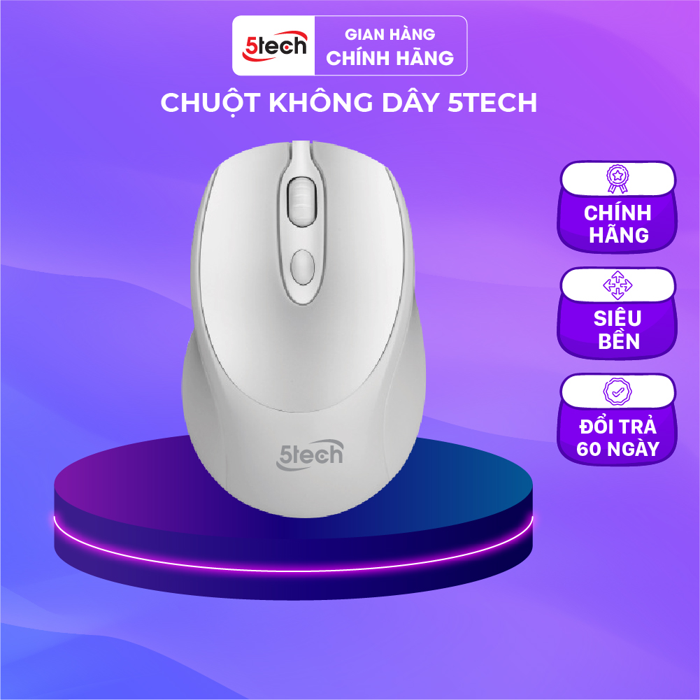 Chuột không dây 5TECH, chuột gaming wireless 2.4Ghz chuột quang sạc pin siêu nhạy cho máy tính, laptop,chất liệu nhựa ABS cao cấp hàng chính hãng