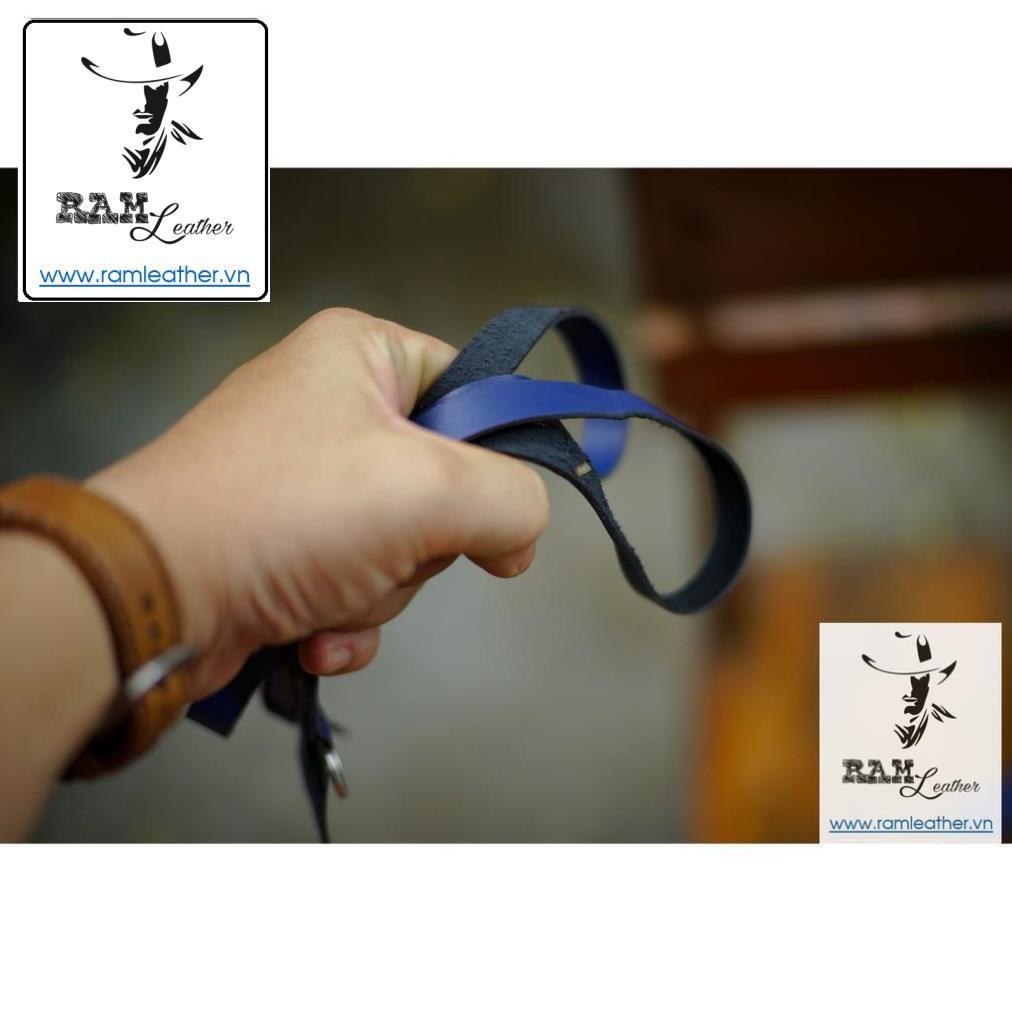 DÂY MÁY ẢNH DA BÒ THẬT MÀUXANH NAVY - RAM A2 NAVY