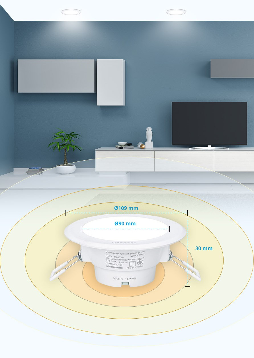 Đèn LED âm trần Downlight Đơn sắc Panasonic DN 2G Công suất (6W,9W,12W) bộ nguồn tích hợp, NNV70040WE1A, NNV70060WE1A, NNV70041WE1A, NNV70061WE1A