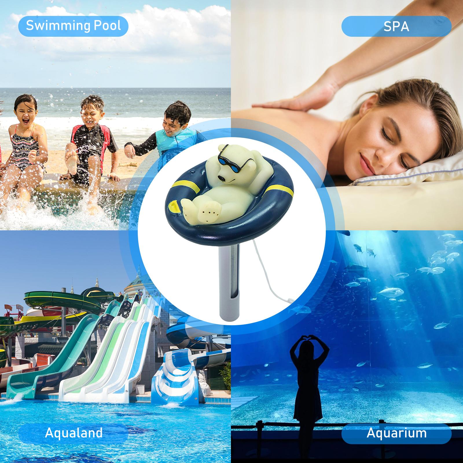 Nhiệt Kế Hồ Bơi Nổi Hình Gấu Bắc Cực Có Dây