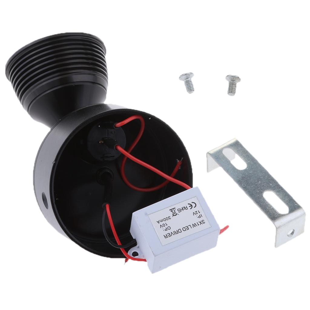 Boat 12V LED Reading Swivel Light 6000K Wall Mount for Marine Cabin RV Black