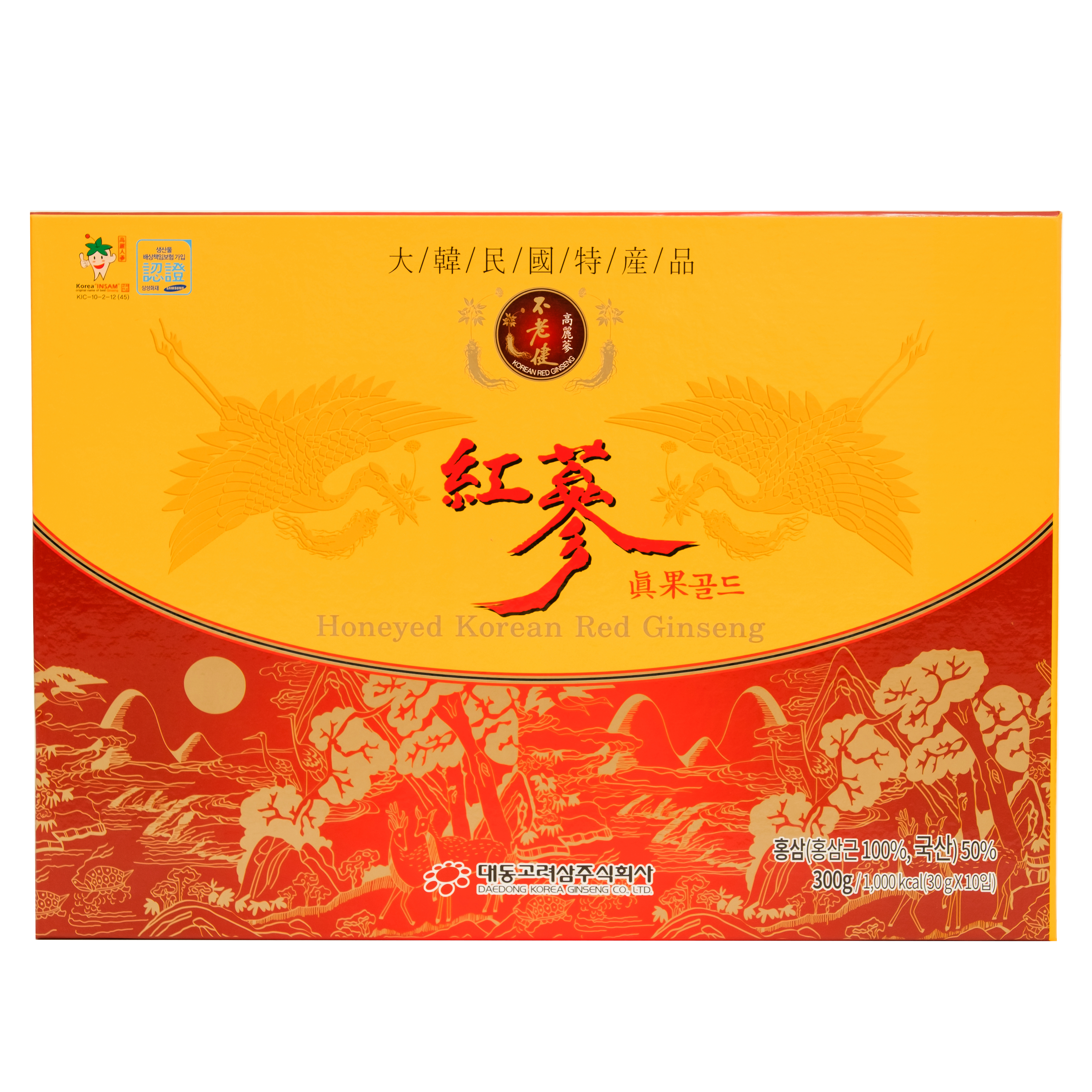 COMBO Hồng sâm nguyên củ tẩm mật ong (10 củ * 30gr) TẶNG 01 gói kẹo hồng sâm 250gr và 01 gói kẹo hắc sâm 250gr - Daedong Korea Ginseng