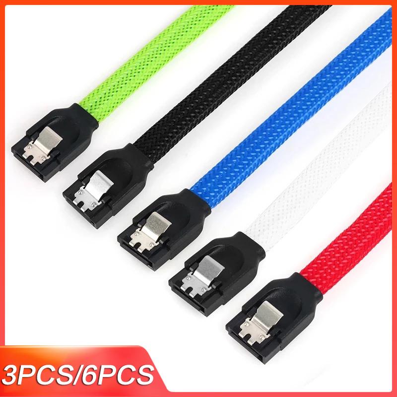 LECOLLI 3PCS/6PCS SATA 3.0 III SATA3 7PIN Cáp dữ liệu 6GB/s SSD Cáp HDD DISK DRIVE DRIN