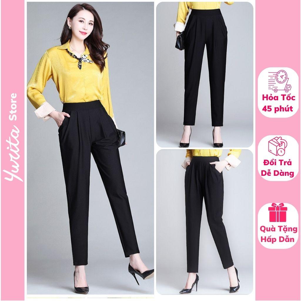 Quần Tây Baggy YURITA Quần Tây Công Sở Nữ Lưng Thun Kiểu Dáng Quần Âu Cạp Cao Ống Đứng Form Đẹp