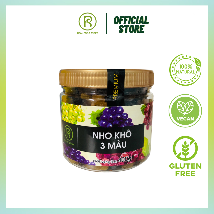 [QUÀ TẾT] 350G Nho Khô 3 Màu Real Food (Mix Raisin)