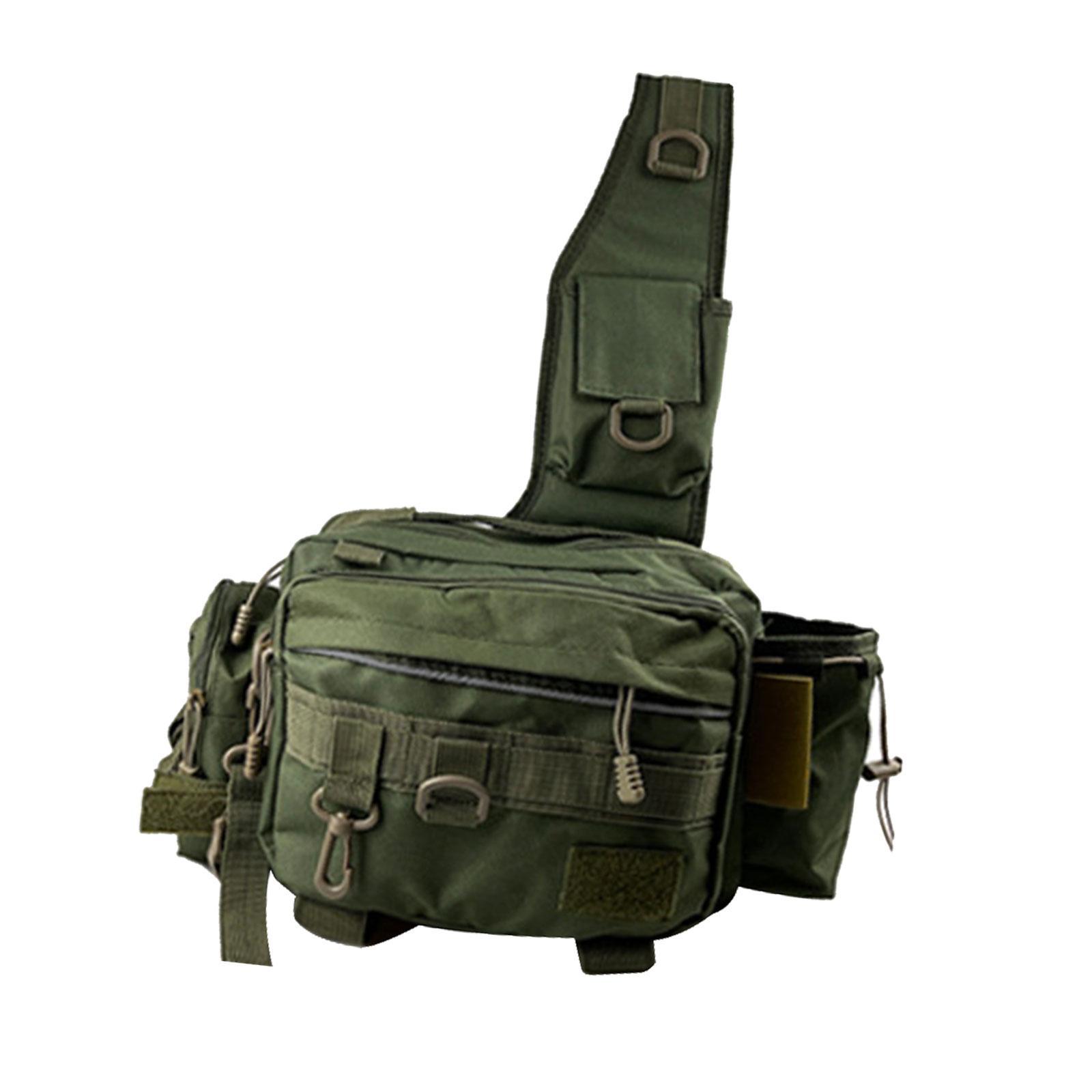 Fishing Tackle Storage Bag, Multifunctional Fishing Bag Rod Holder, Durable Shoulder Bag Waist Pack, Chest Pack for Fishing, Outdoor, Camping Men