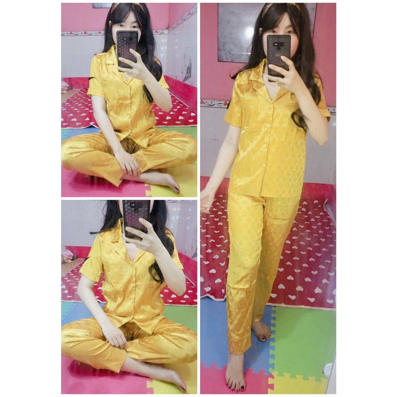 Bộ đồ Pijama lụaBộ lụa hoạ tiết mát lịm | Đồ bộ lụa Satin siêu sang - siêu xinh | Dưới 58kg mặc vừa [ảnh thực tế]