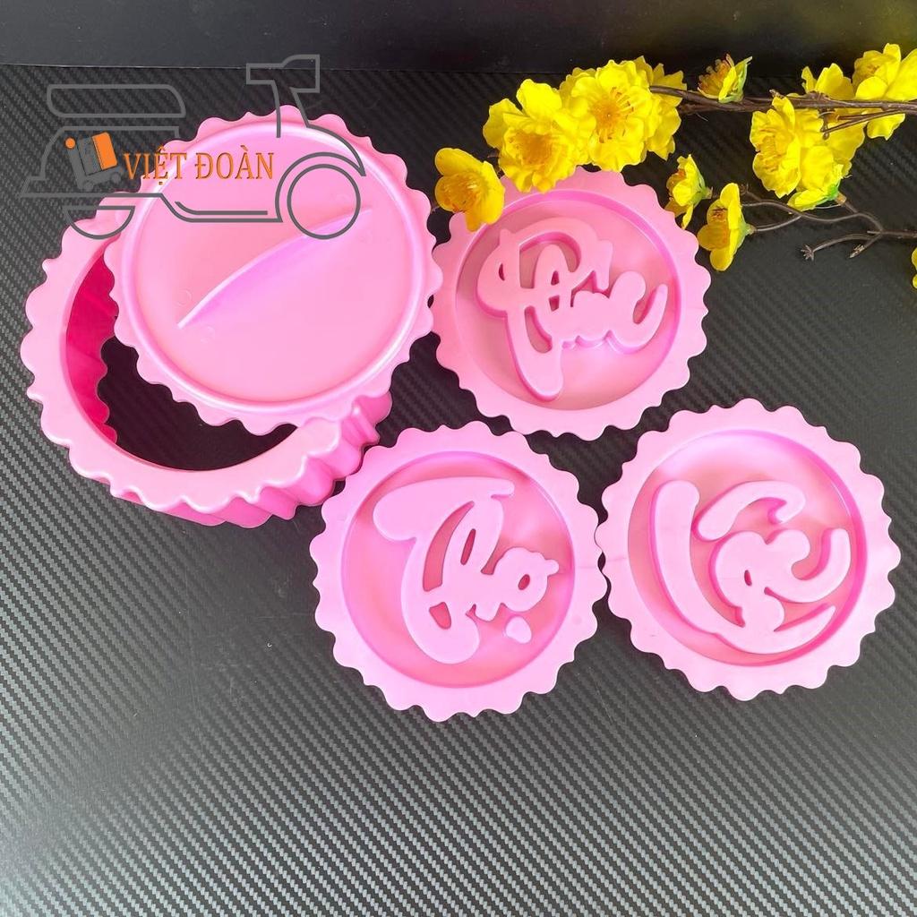 Khuôn TRÒN NHẤN XÔI sắc nét - Bộ 3 hình PHÚC LỘC THỌ 14cm - NHỰA VIỆT NAM, AN TOÀN CHO SỨC KHOẺ.