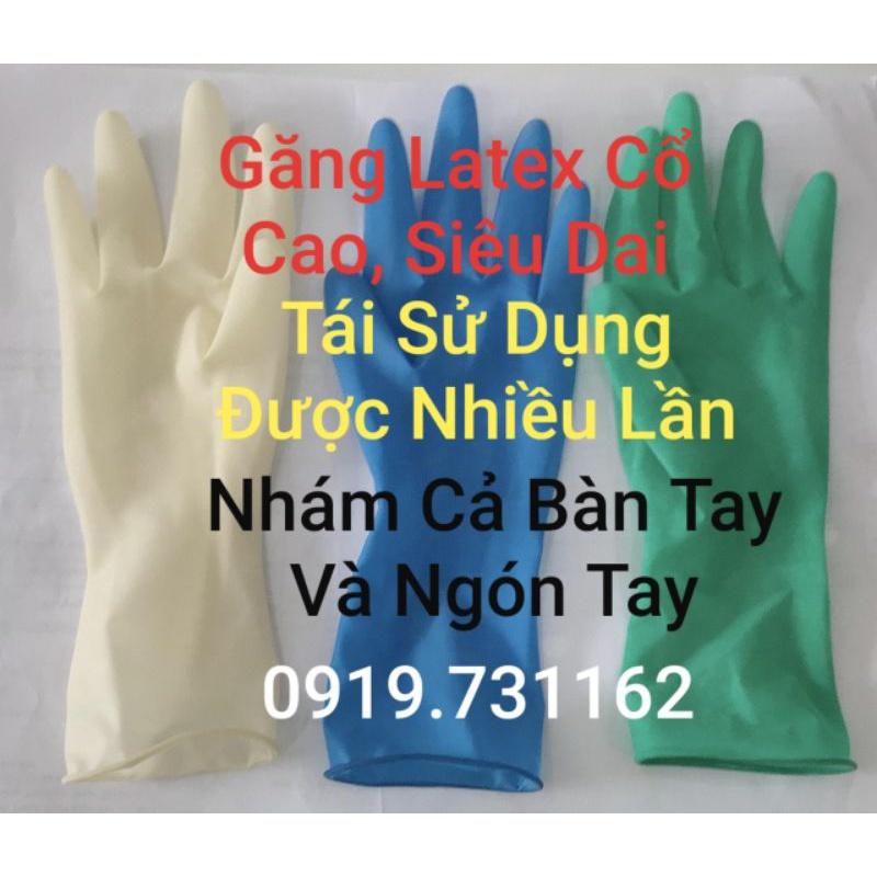 Bao Tay Xanh Cổ Cao, Dùng Được Nhiều Lần. Găng Tay Chế Biến Thủy Sản