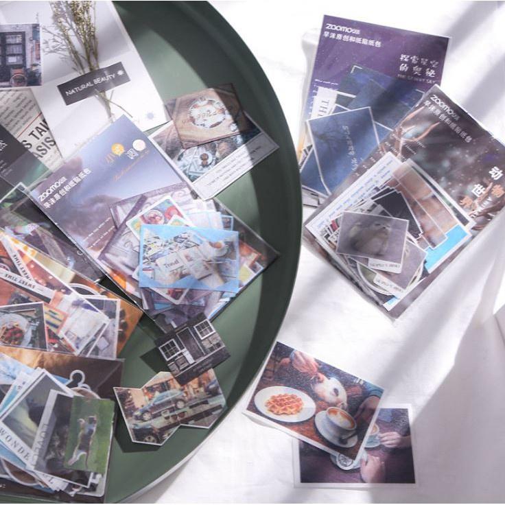 Bộ 40 miếng dán sticker giấy washi in hình ảnh nghệ thuật trang trí sổ tay tạp chí ST178