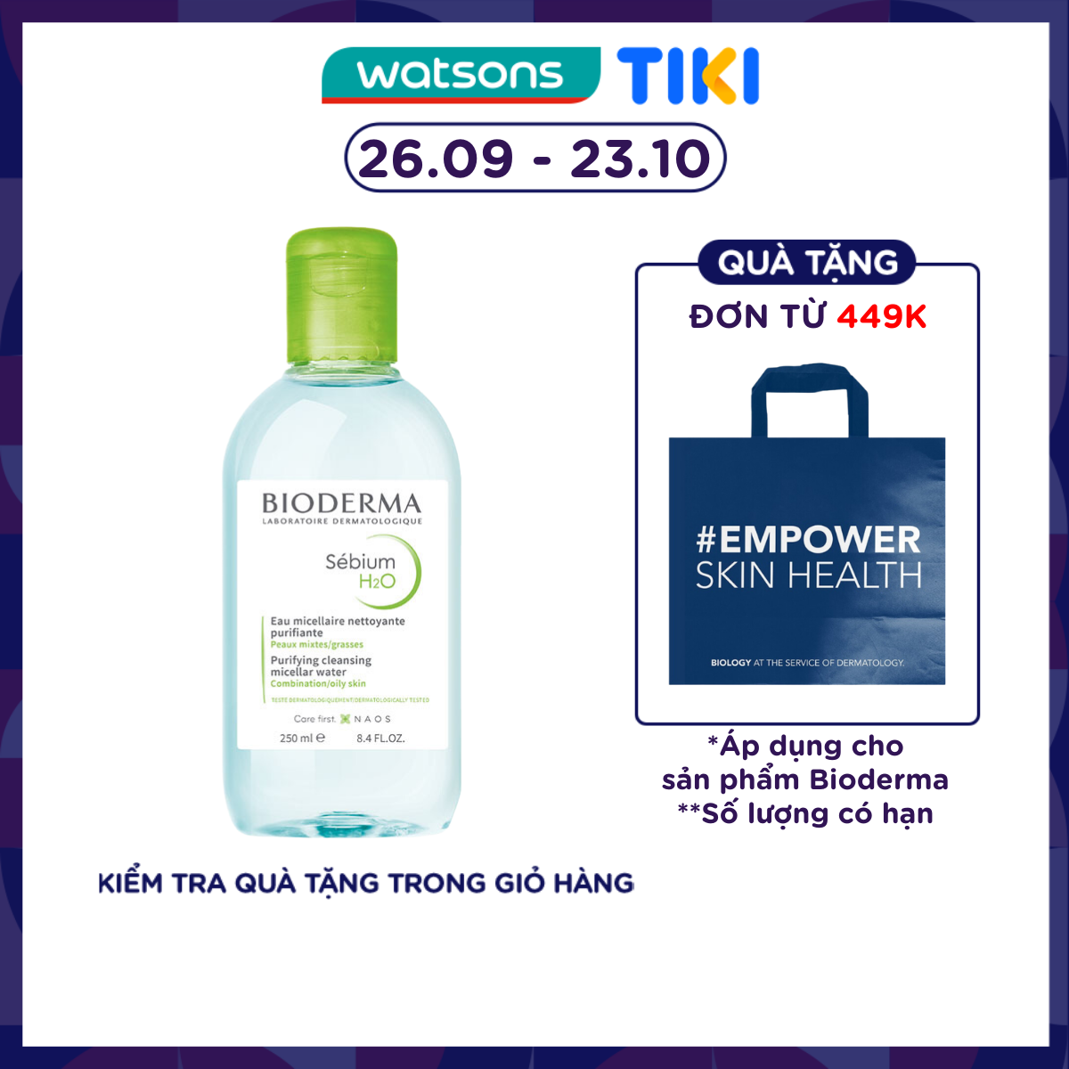 Nước Tẩy Trang Dành Cho Da Nhờn Mụn Bioderma Sebium H20 250ml