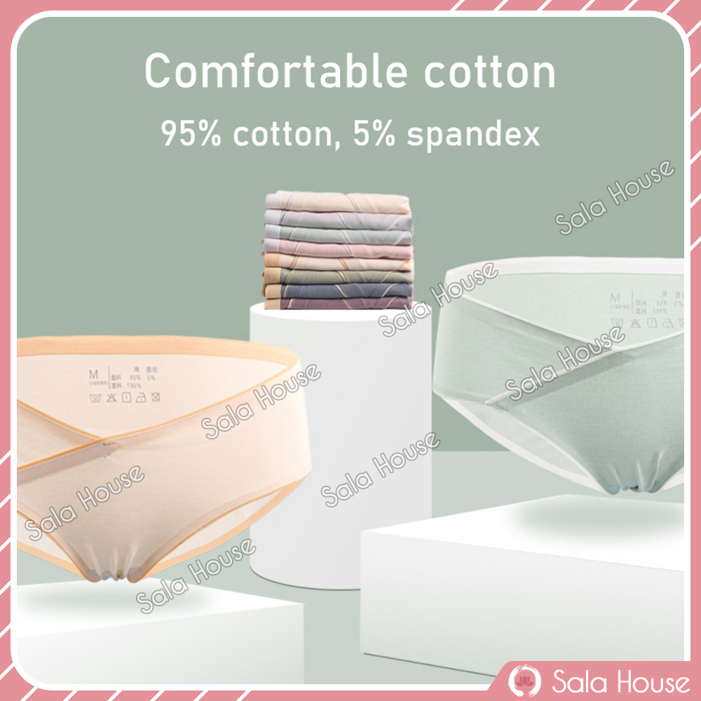 QUẦN LÓT BẦU CẠP CHÉO Không Đường May vải Cotton co giãn thấm hút tốt cho mẹ bầu và sau sinh- QL02