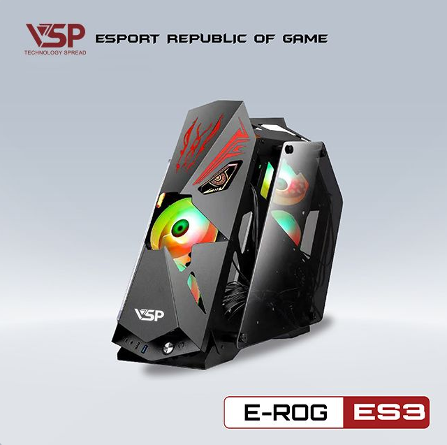 Vỏ Case Máy Tính VSP Esport Republic Of Gamers Es3 - Có Sẵn Panel LED ARGB và 5 fan LED ARGB - Hàng Chính Hãng