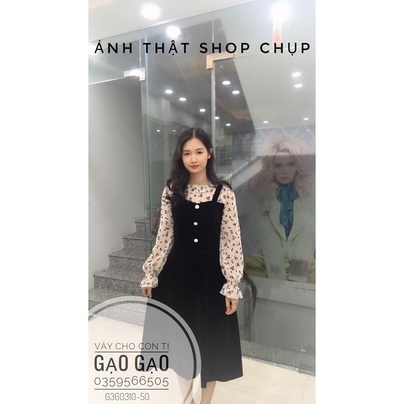 Váy nhung phối voan hoa sang chảnh KÈM ẢNH THẬT