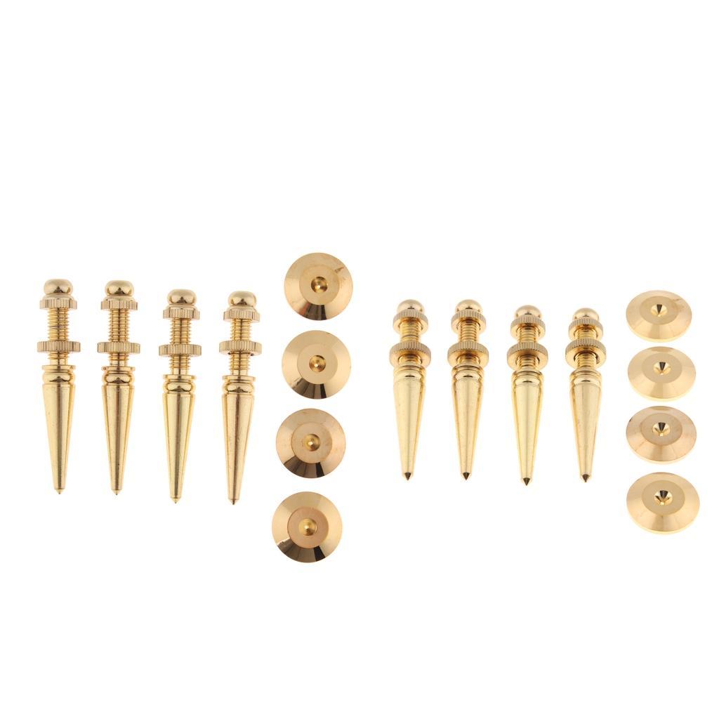 Set of 8 M8 Floor Speaker Subwoofer Stand Spikes Feet Shockproof Pads Gold