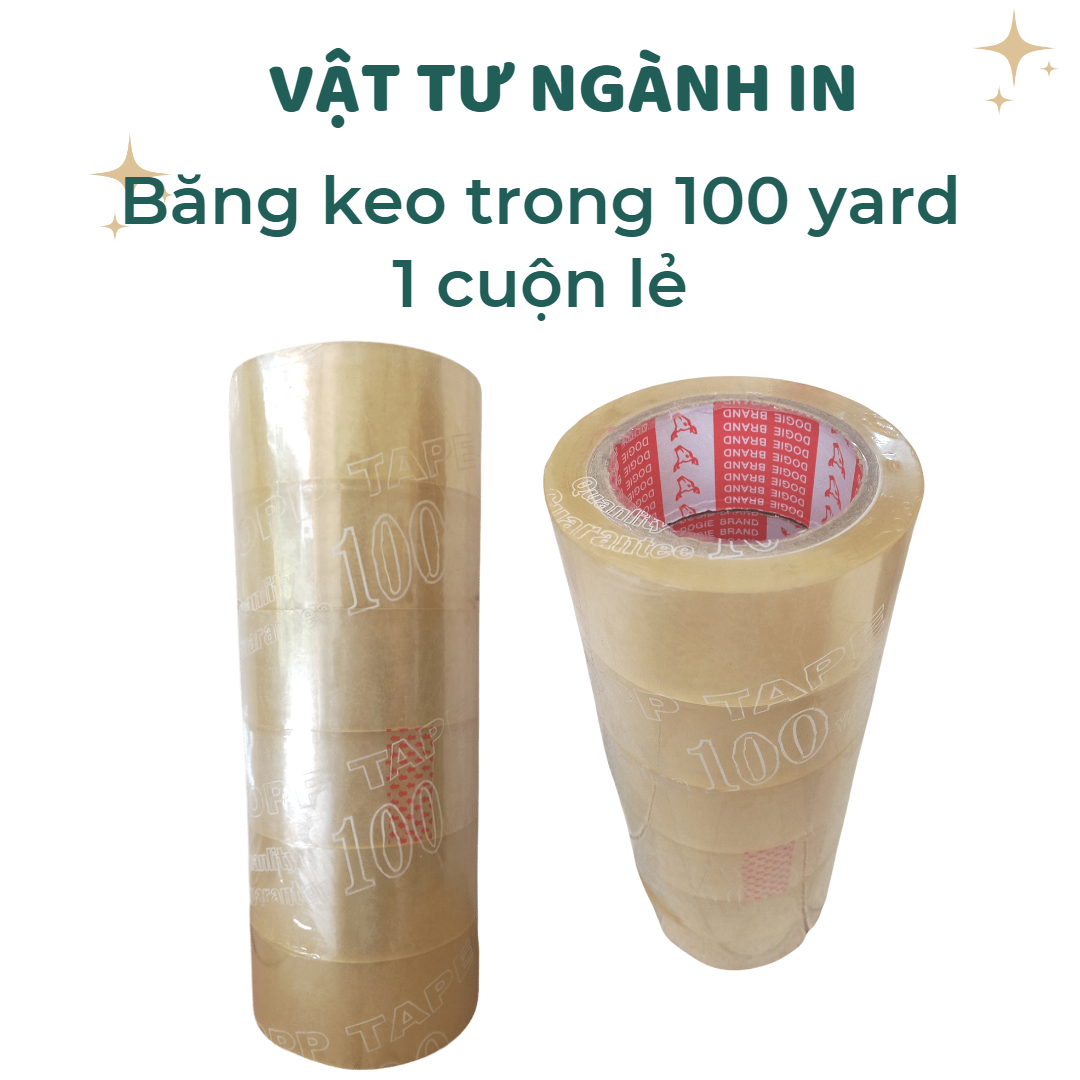 1 cuộn lẻ Băng keo 100 yard dùng để đóng gói hàng hóa vận chuyển, dán thùng carton, tránh va đập hư hỏng hàng hóa