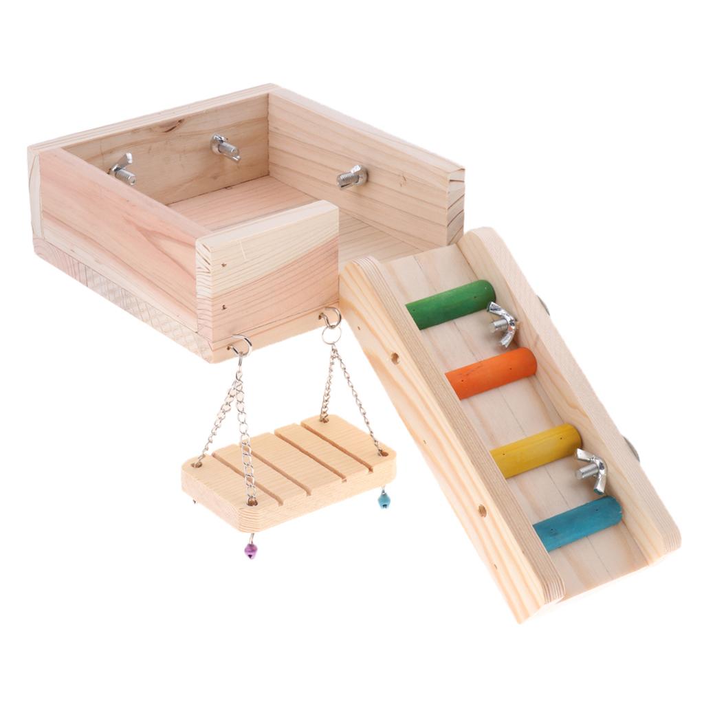 Wooden Swing Ladder Platform for Mouse, Chinchilla, Rat, Gerbil and Hamster