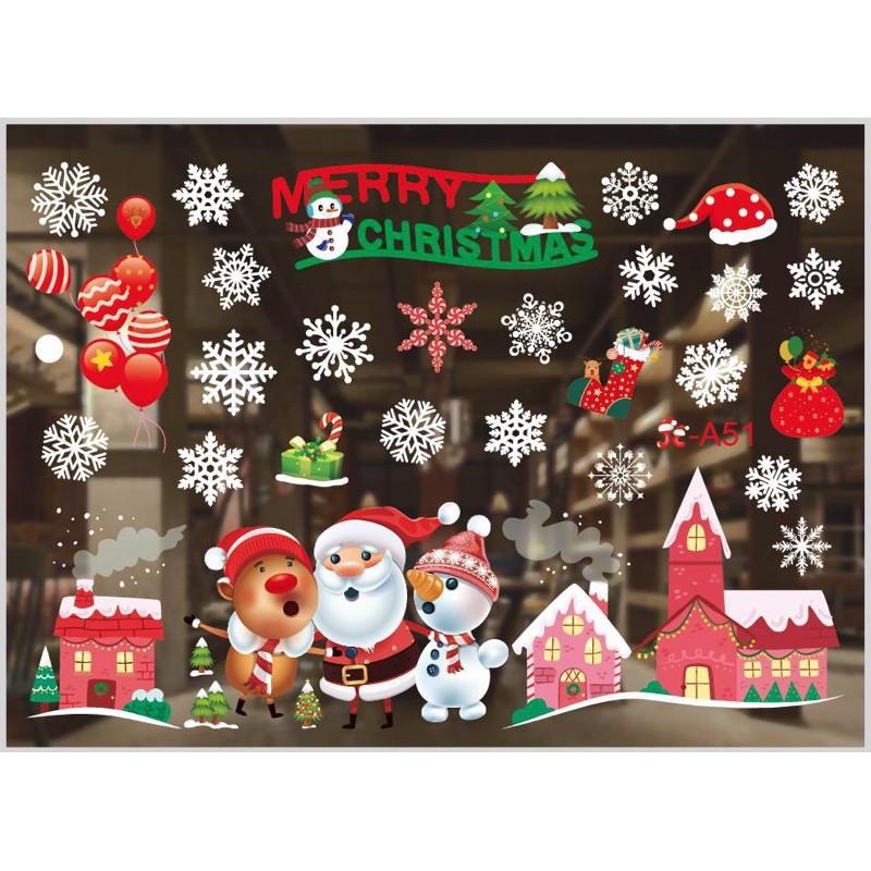 Decal trang trí Noel Hít Tĩnh Điện - 3 nhân vật đón lễ Noel đỏ