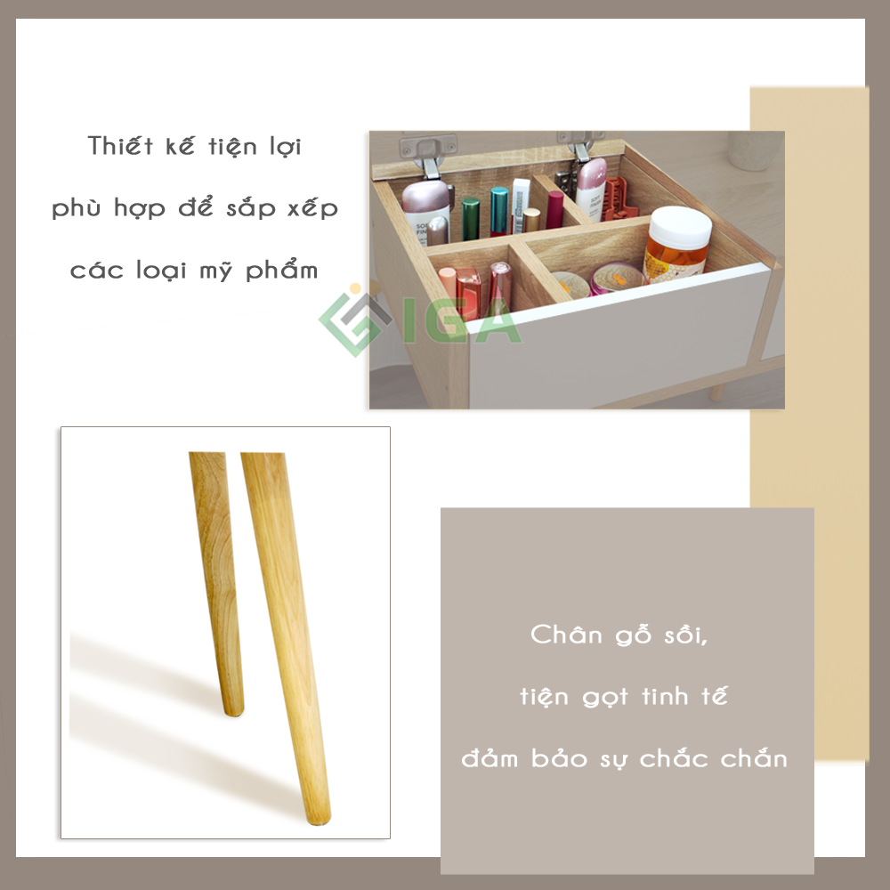 Bàn Trang Điểm Ngồi Bệt IGA Sắp Xếp Mỹ Phẩm, Son Gọn Gàng - GP143