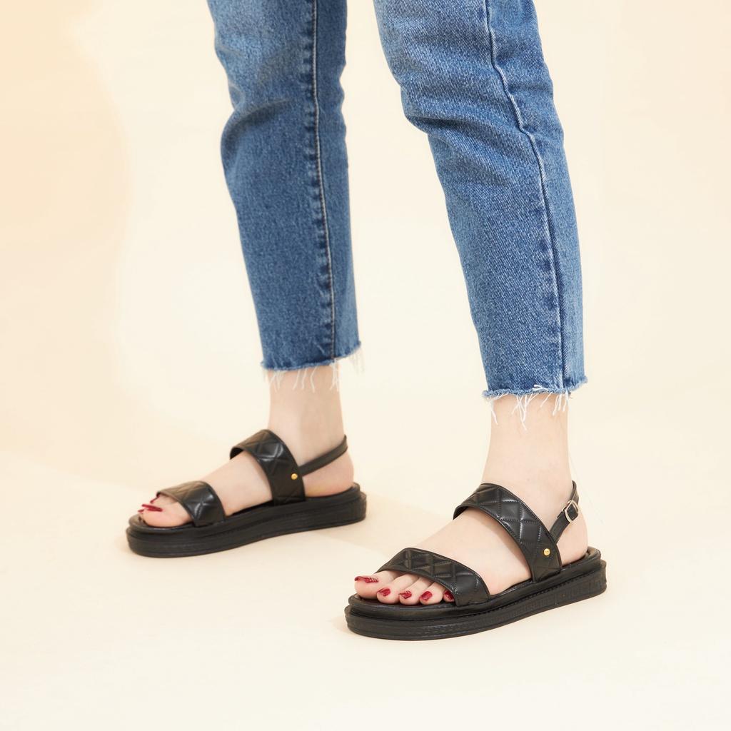 Giày Sandal Nữ MWC 2967 - Giày Sandal Quai Kép Bản To Đế Cao Dập Chỉ Nổi Thời Trang