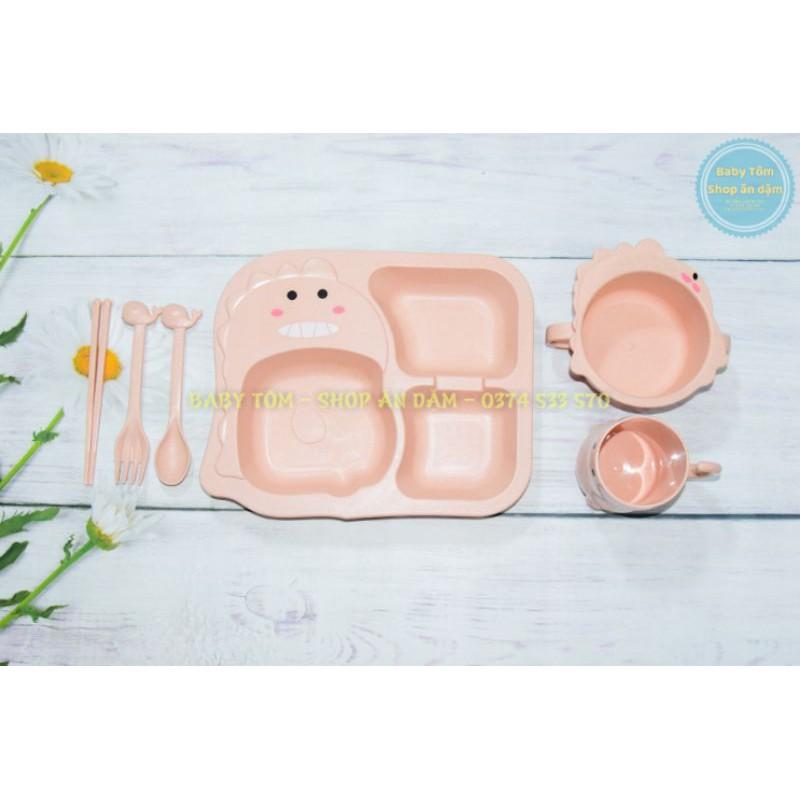 Set khay ăn dặm hình KHỦNG LONG 6 chi tiết