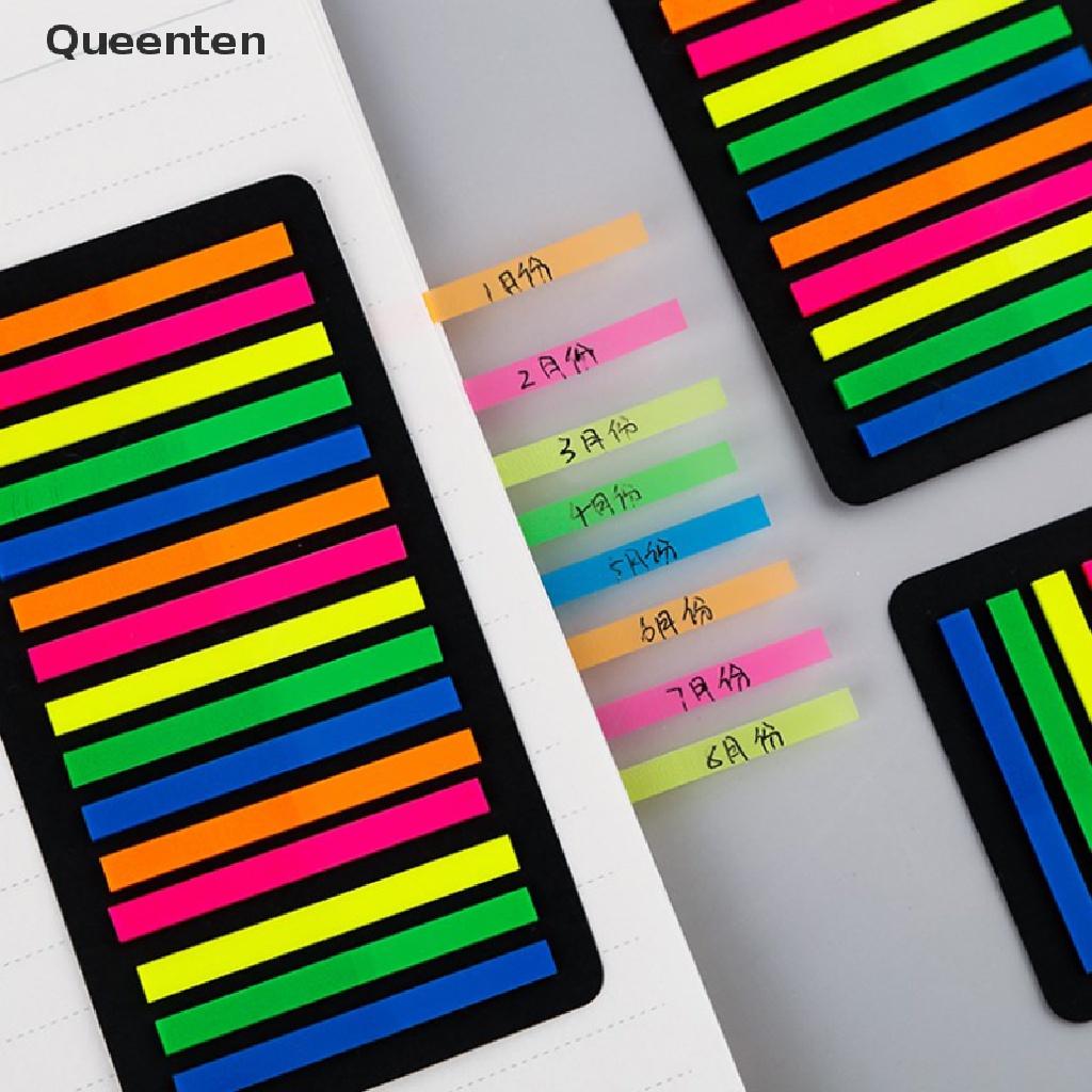 Queenten 160/300pcs Color Transparent Fluorescent Index Tabs Flags Sticky Note Stationery QT