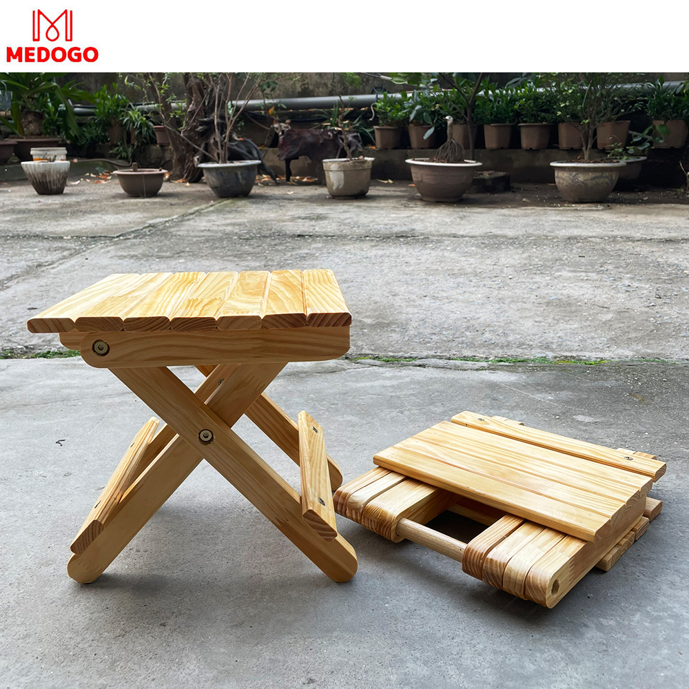 Ghế gỗ gấp gọn mini,  ghế ban công ngoài trời, dã ngoại, du lịch MEDOGO GG-02