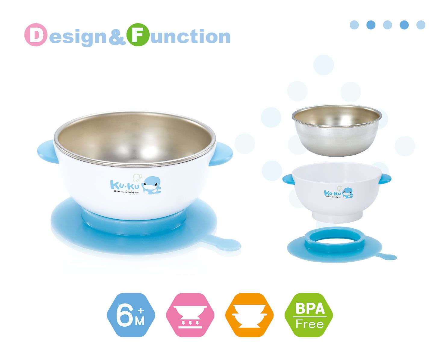 CHÉN ĂN INOX CÓ ĐẾ DÍNH KUKU - KU5464 ( CHÉN NẤU CƠM NÁT CHO BÉ )