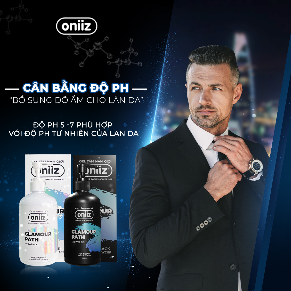 Sữa tắm hương nước hoa Oniiz, Gel tắm Bel Homme & Men In Black hương thơm hiện đại, nam tính 500ml