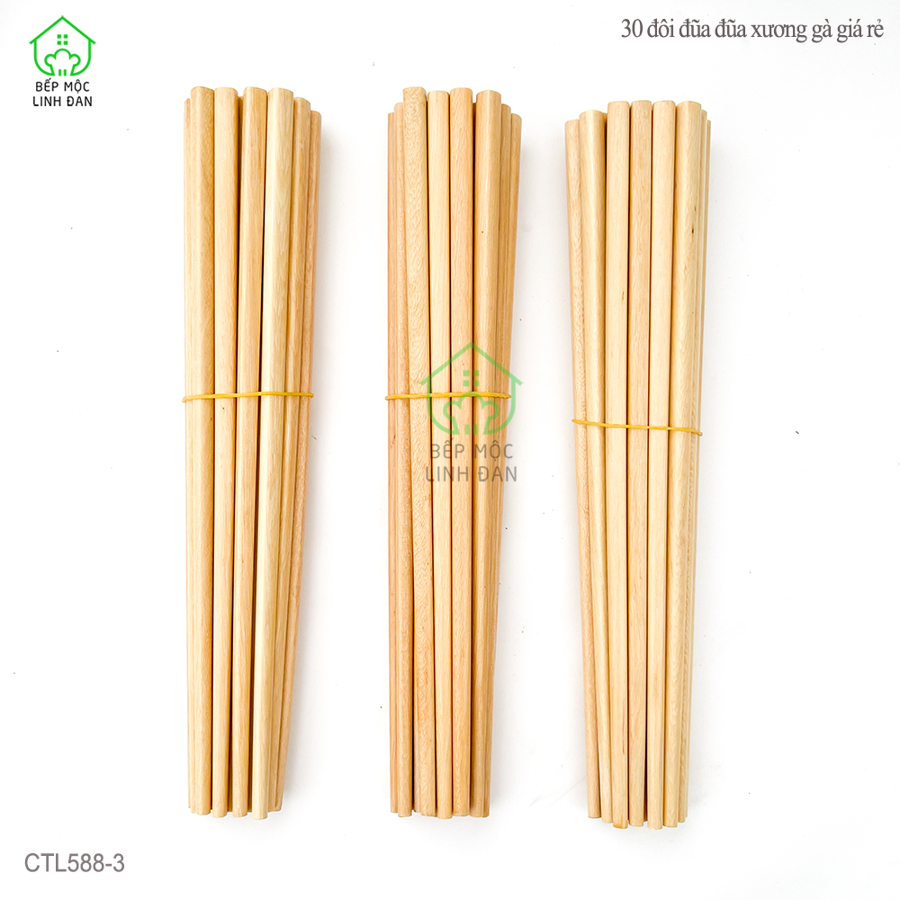 Combo 30 Đôi Đũa Gỗ Xương Gà Giá Rẻ HAHANCO Phù Hợp Cho Các Quán Ăn - CTL588-3