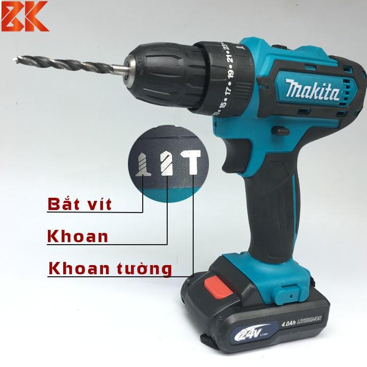 MÁY KHOAN PIN MAKITA 24V CHUẨN 5 CELL - 3 CHỨC NĂNG - CÓ BÚA