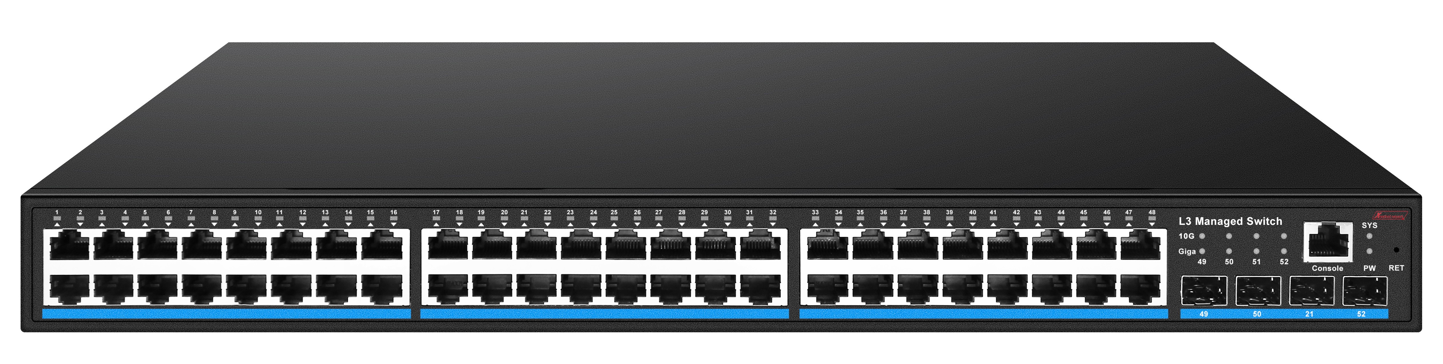 Bộ chuyển mạch 52-port managed Gigabit Ethernet Switch, 48 port PoE, 4 SFP, 700W power supply - Xmethod Network - Hàng chính hãng 