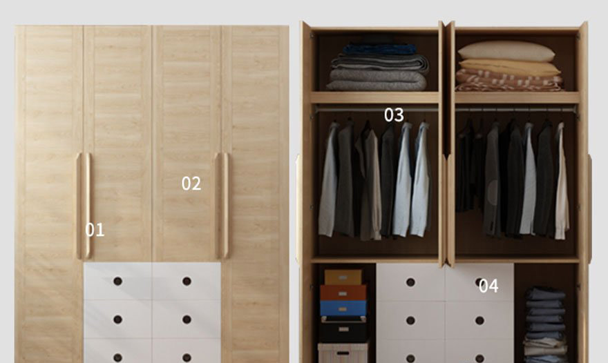 Tủ để quần áo gỗ sồi tự nhiên cao cấp