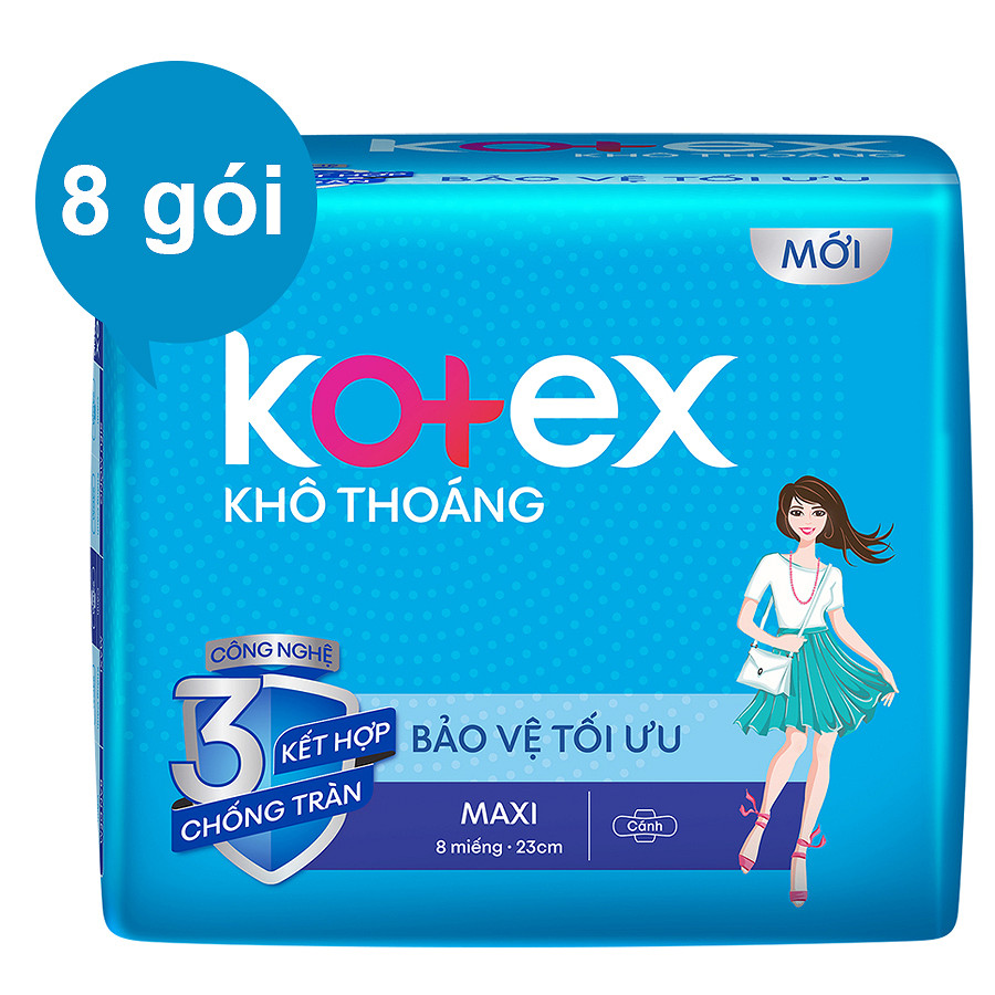 Combo 8 Gói Băng Vệ Sinh Kotex Khô Thoáng LST Maxi Cánh