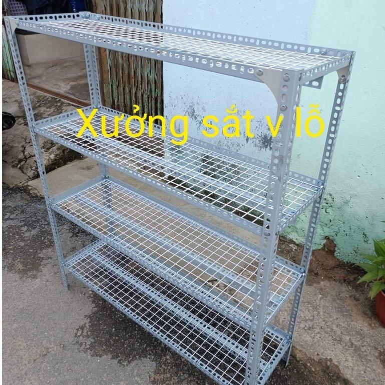 Kệ sắt v lỗ (lưới sắt ô vuông ) rộng 40cm x dài 1,5M ,Cao từ 60cm đến 1,5m ,Nhiều tầng kệ