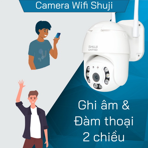 Camera Wifi không dây SHUJI UH715D -Lắp ngoài trời- Ban đêm có màu - Báo động hụ còi bật đèn khi có trộm đột nhập - Độ phân giải 4.0MP cho hình ảnh đẹp gấp đôi Full HD1080 - Hàng chính hãng