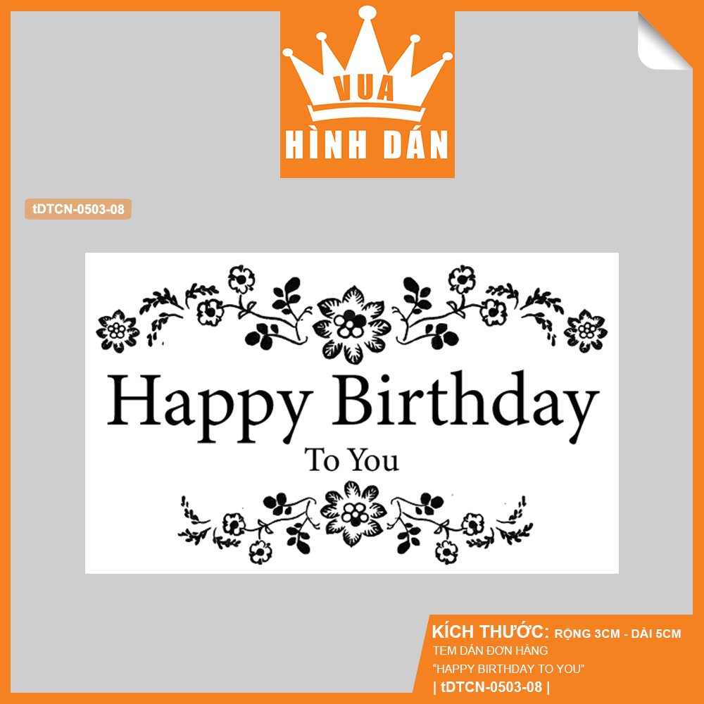 Set 50/100 sticker HAPPY BIRTHDAY TO YOU 5x3cm - tem dán hộp, gói quà, túi hàng 4.002 Vua Hình Dán